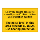 Le niveau sonore dans cette zone  /.../ - The noise level in this area exceeds  /.../