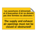 Les ouvertures d'alimentation  /.../ - The supply and exhaust air openings  /.../