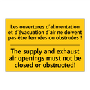 Les ouvertures d'alimentation  /.../ - The supply and exhaust air openings  /.../