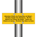 Attention Chiens de Protection du Bétail - Veuillez Garder Vos Distances - Ne Pas Nourrir Les Chiens de Garde - Tenez Les Chiens en Laisse - N'entrez Pas Dans La Zone
