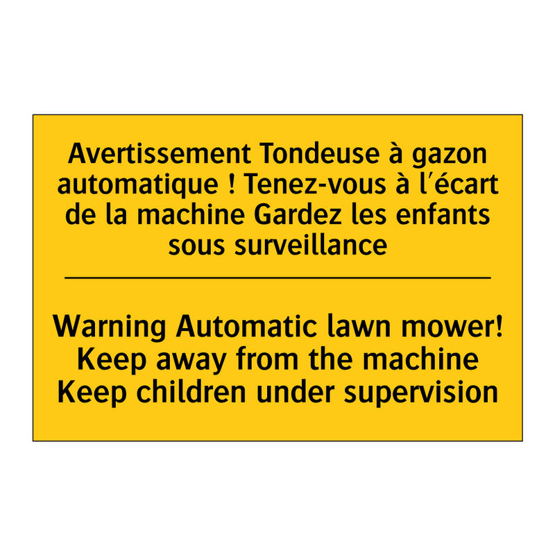 Avertissement Tondeuse à gazon  /.../ - Warning Automatic lawn mower!  /.../
