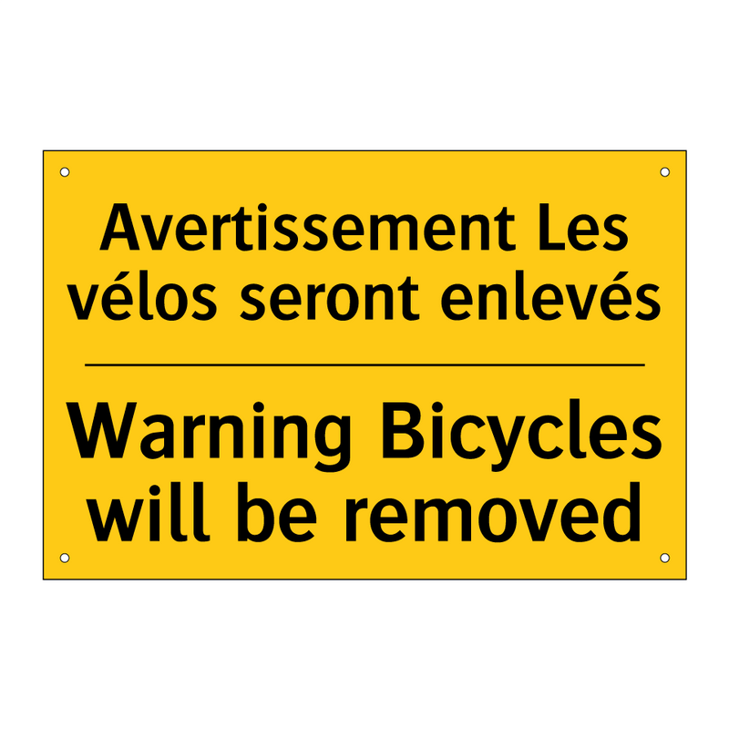 Avertissement Les vélos seront  /.../ - Warning Bicycles will be removed /.../