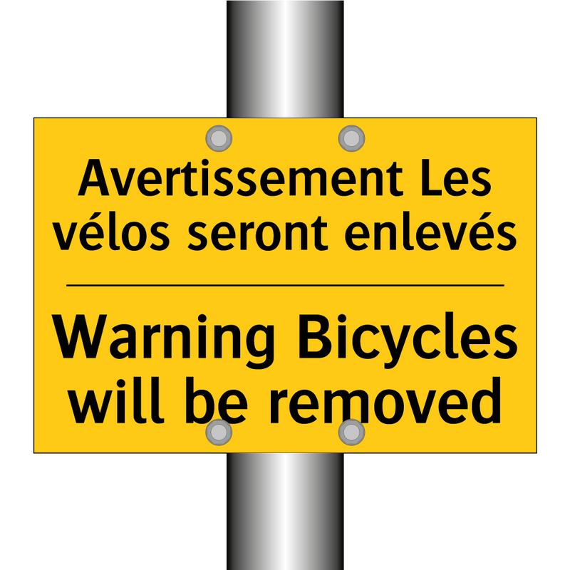 Avertissement Les vélos seront  /.../ - Warning Bicycles will be removed /.../
