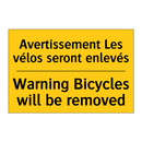 Avertissement Les vélos seront  /.../ - Warning Bicycles will be removed /.../