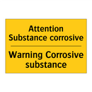 Attention Substance corrosive - Warning Corrosive substance