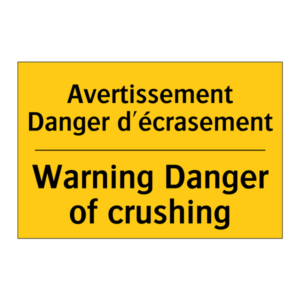 Avertissement Danger d'écrasement /.../ - Warning Danger of crushing
