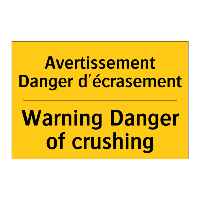 Avertissement Danger d'écrasement /.../ - Warning Danger of crushing