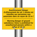 Avertissement Danger d'affaissement  /.../ - Warning Danger of ground subsidence.  /.../