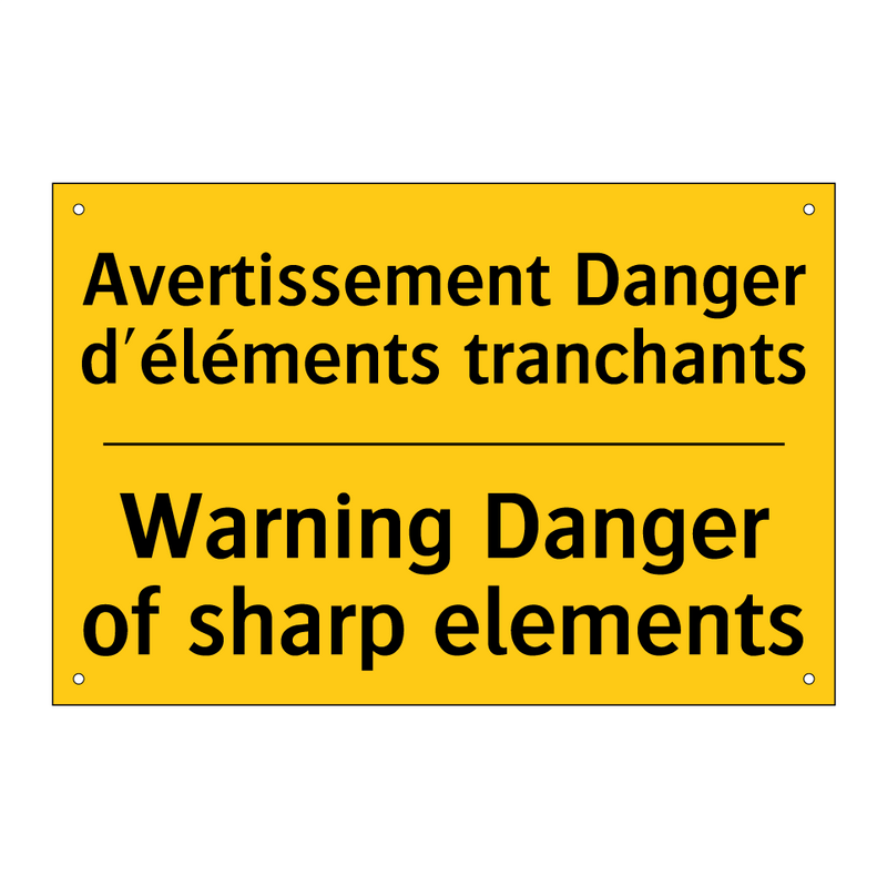 Avertissement Danger d'éléments  /.../ - Warning Danger of sharp elements /.../