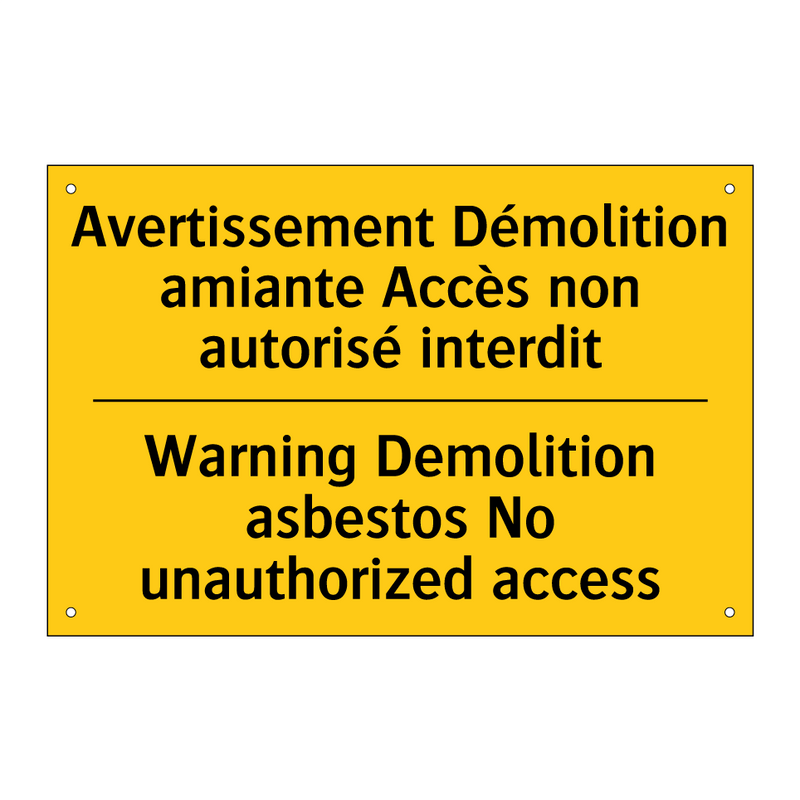 Avertissement Démolition amiante  /.../ - Warning Demolition asbestos No  /.../