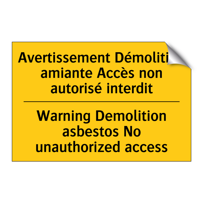 Avertissement Démolition amiante  /.../ - Warning Demolition asbestos No  /.../