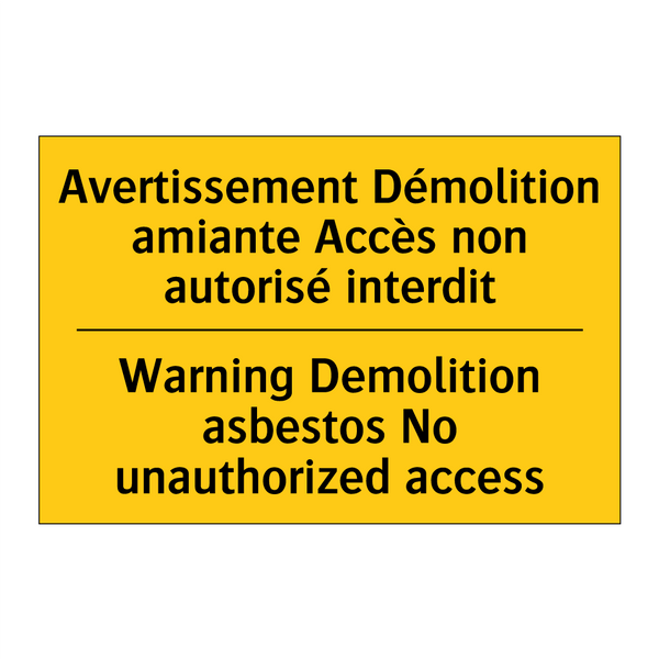 Avertissement Démolition amiante  /.../ - Warning Demolition asbestos No  /.../