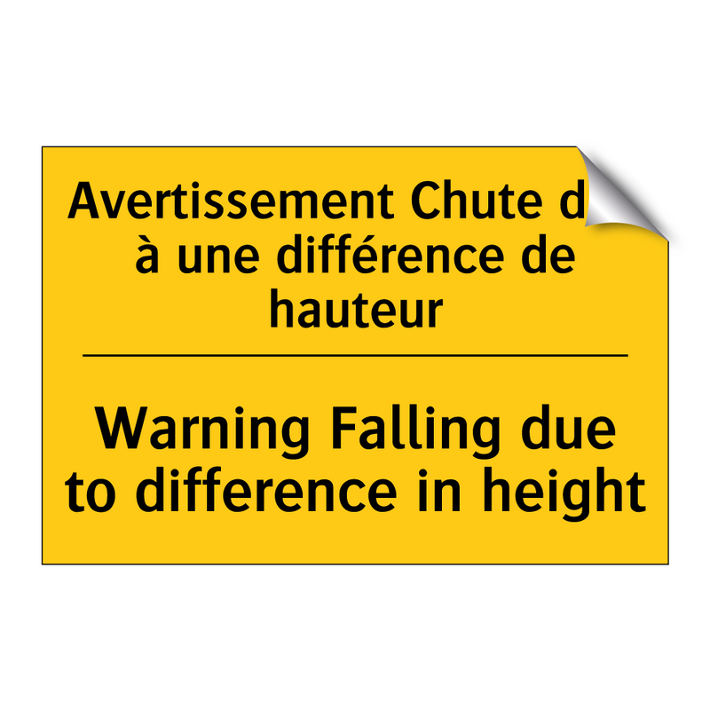 Avertissement Chute due à une  /.../ - Warning Falling due to difference  /.../