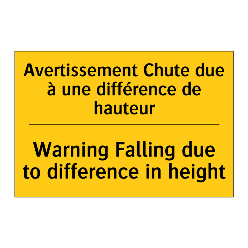 Avertissement Chute due à une  /.../ - Warning Falling due to difference  /.../