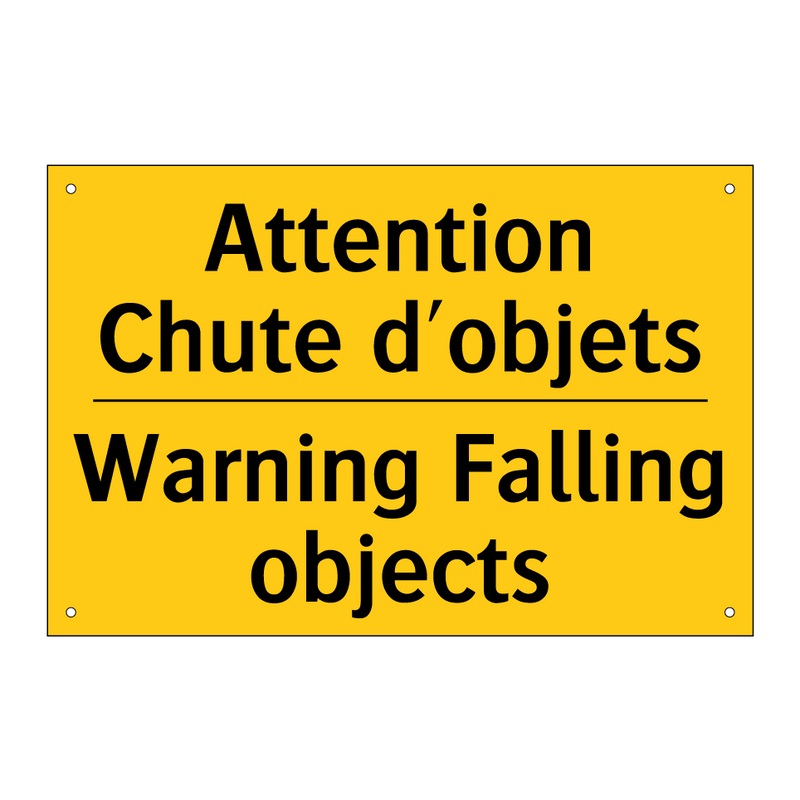 Attention Chute d'objets - Warning Falling objects