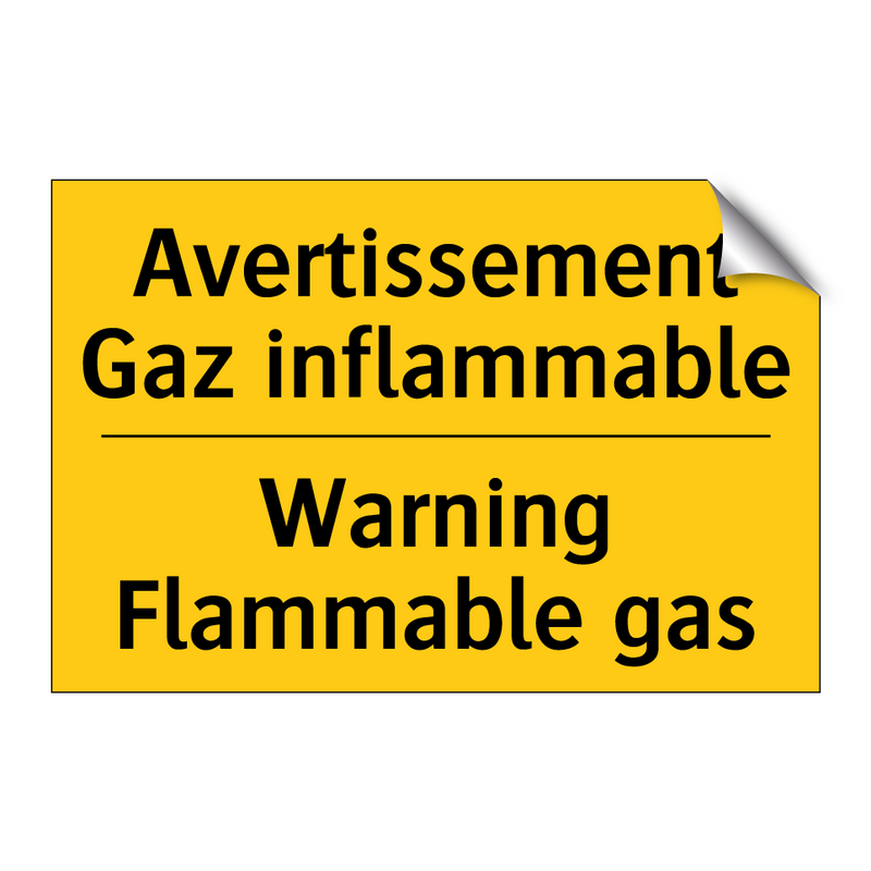 Avertissement Gaz inflammable - Warning Flammable gas