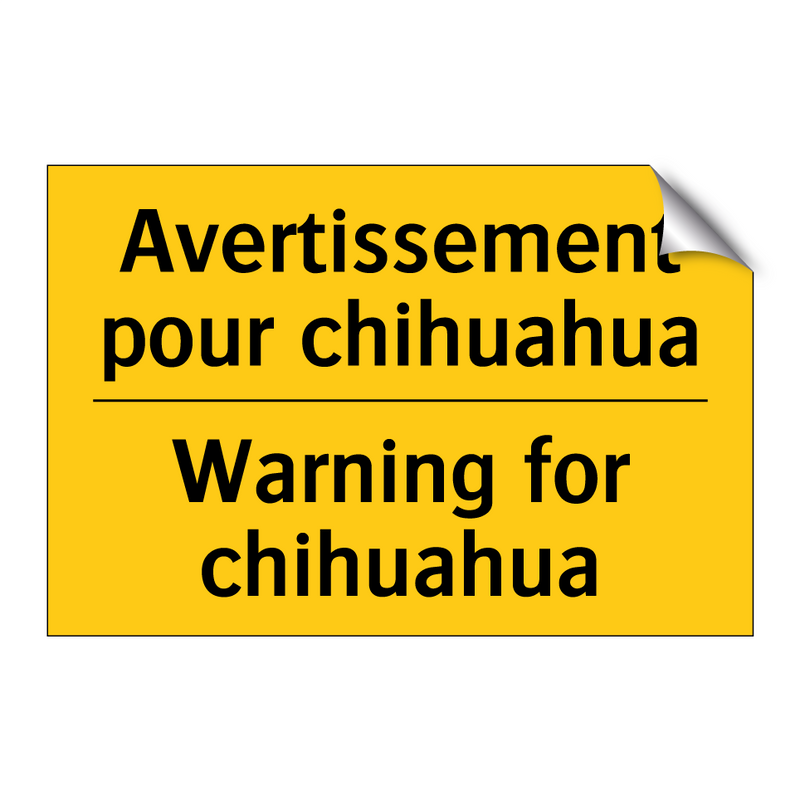 Avertissement pour chihuahua - Warning for chihuahua