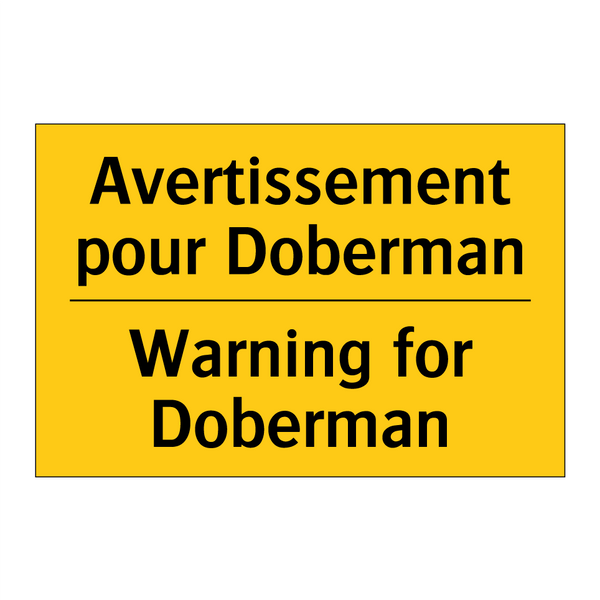 Avertissement pour Doberman - Warning for Doberman