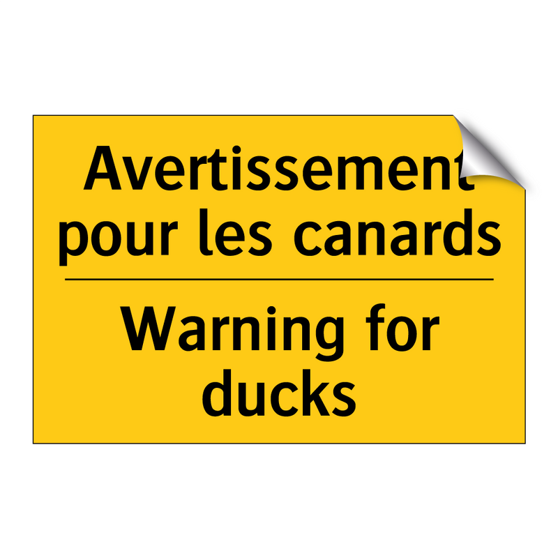 Avertissement pour les canards - Warning for ducks