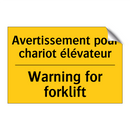 Avertissement pour chariot élévateur /.../ - Warning for forklift