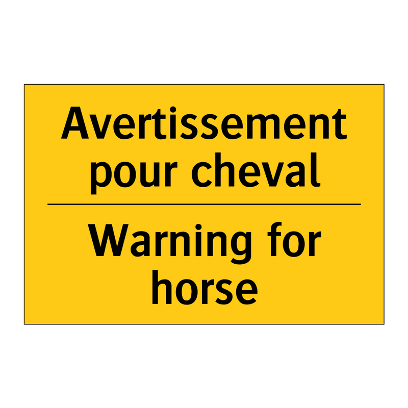 Avertissement pour cheval - Warning for horse
