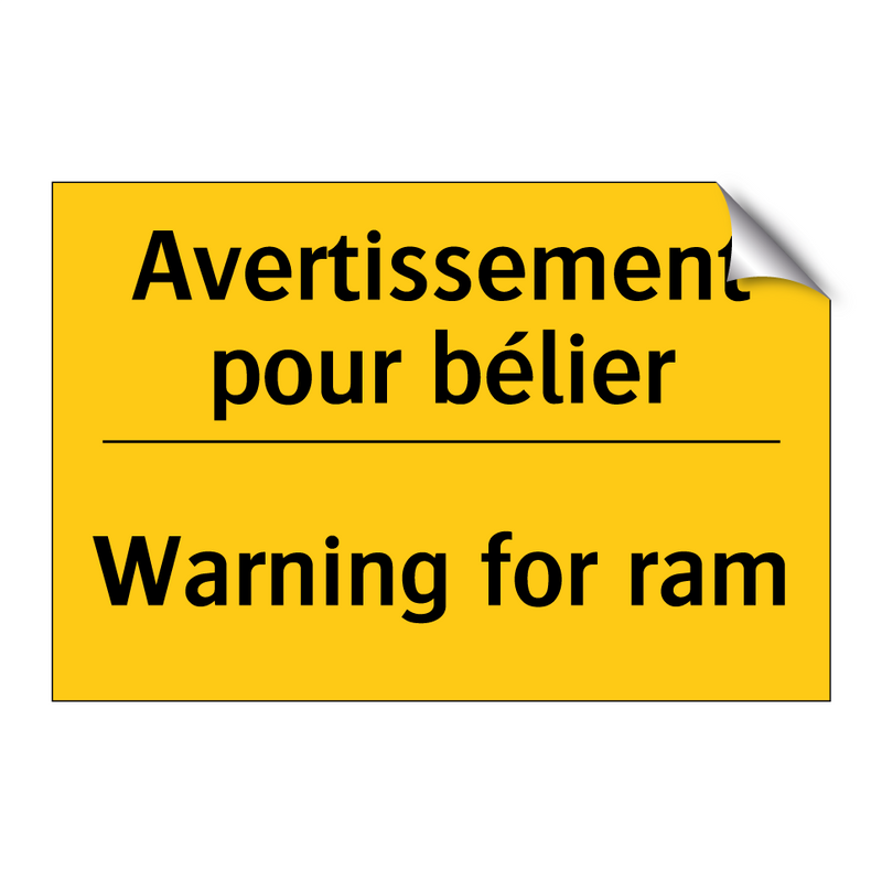 Avertissement pour bélier - Warning for ram