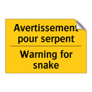 Avertissement pour serpent - Warning for snake
