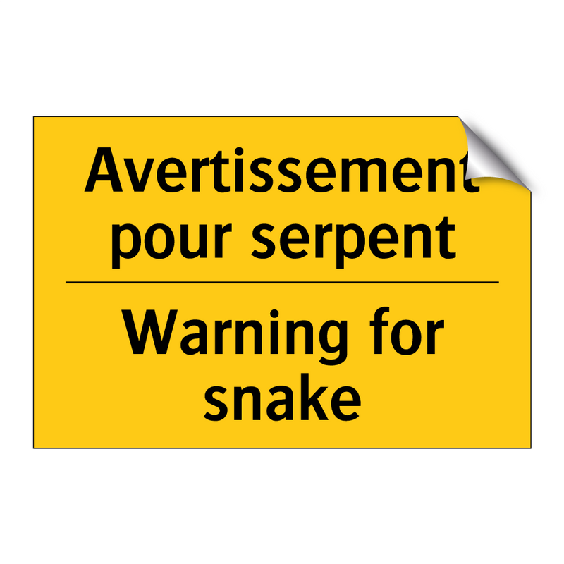 Avertissement pour serpent - Warning for snake