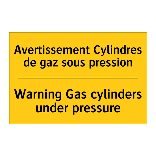 Avertissement Cylindres de gaz  /.../ - Warning Gas cylinders under pressure /.../