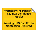 Avertissement Danger de gaz H2S  /.../ - Warning H2S Gas Hazard Ventilation  /.../