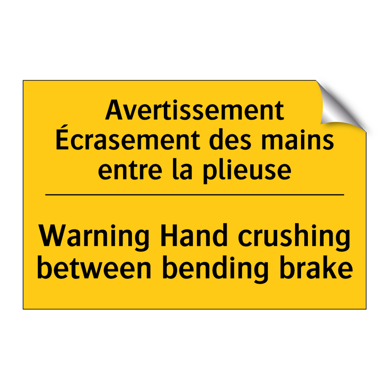 Avertissement Écrasement des mains  /.../ - Warning Hand crushing between  /.../