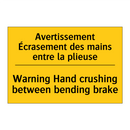Avertissement Écrasement des mains  /.../ - Warning Hand crushing between  /.../