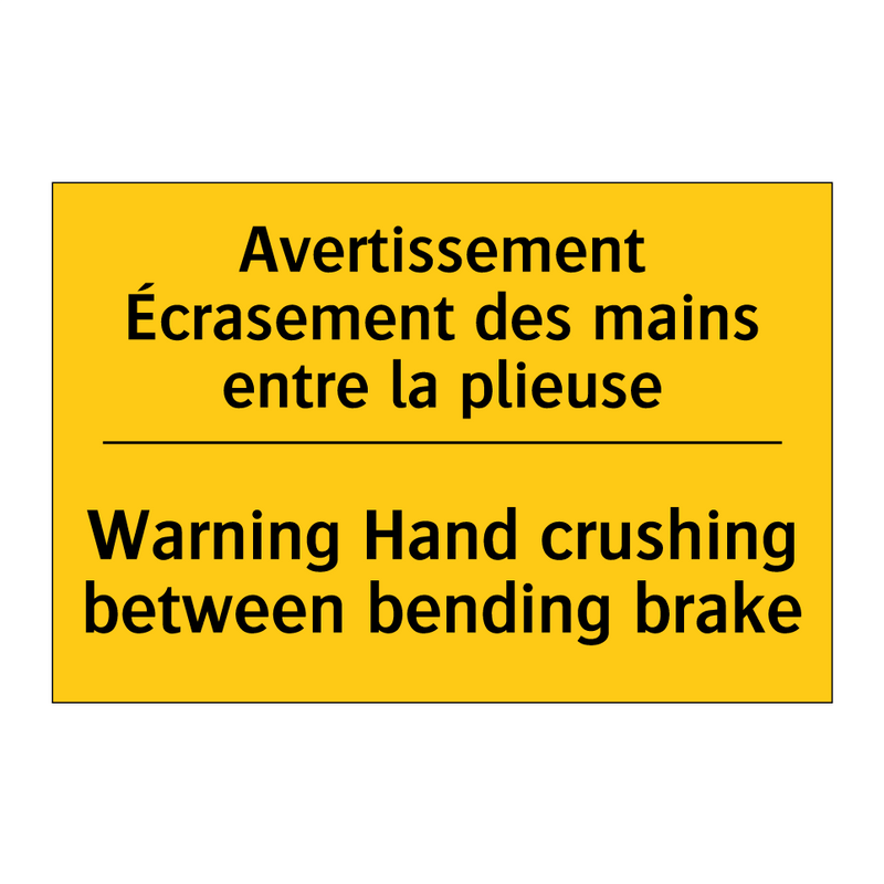 Avertissement Écrasement des mains  /.../ - Warning Hand crushing between  /.../