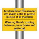 Avertissement Écrasement des mains  /.../ - Warning Hand crushing between  /.../