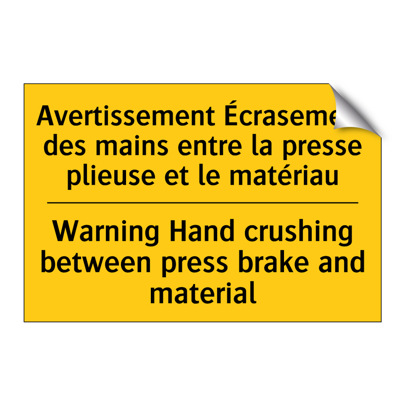Avertissement Écrasement des mains  /.../ - Warning Hand crushing between  /.../