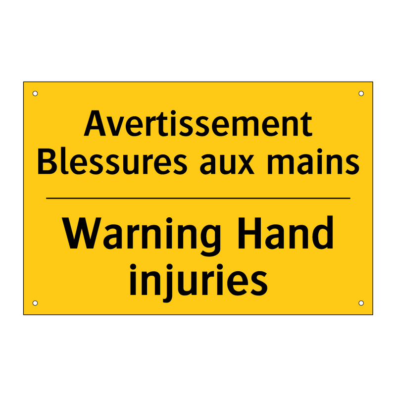 Avertissement Blessures aux mains /.../ - Warning Hand injuries