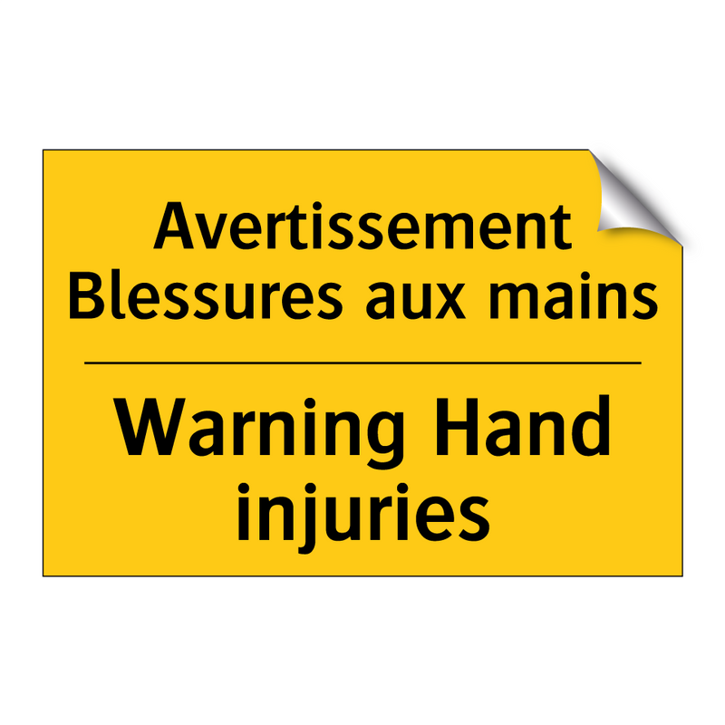 Avertissement Blessures aux mains /.../ - Warning Hand injuries