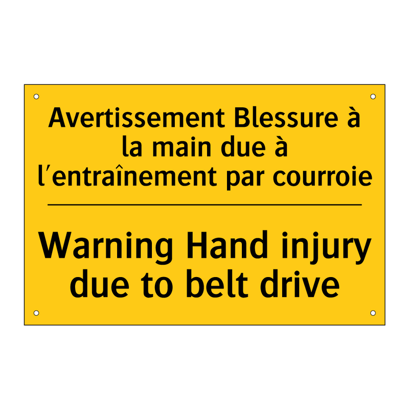 Avertissement Blessure à la main  /.../ - Warning Hand injury due to belt  /.../