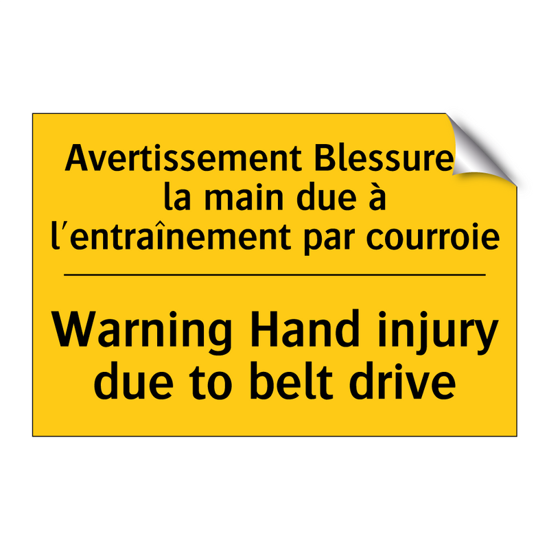 Avertissement Blessure à la main  /.../ - Warning Hand injury due to belt  /.../