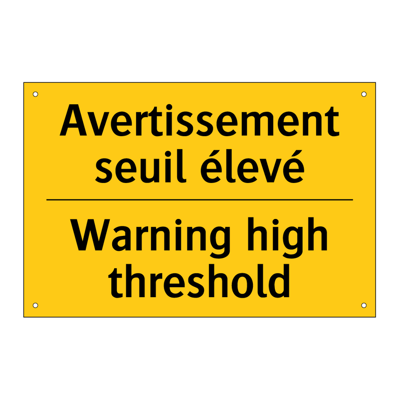 Avertissement seuil élevé - Warning high threshold