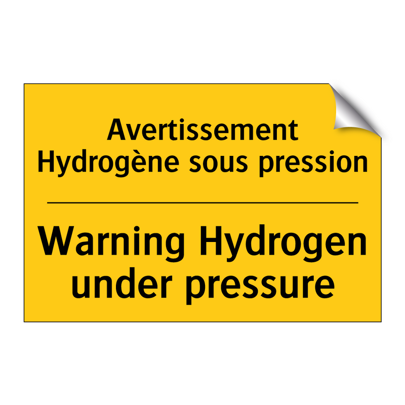 Avertissement Hydrogène sous pression /.../ - Warning Hydrogen under pressure /.../