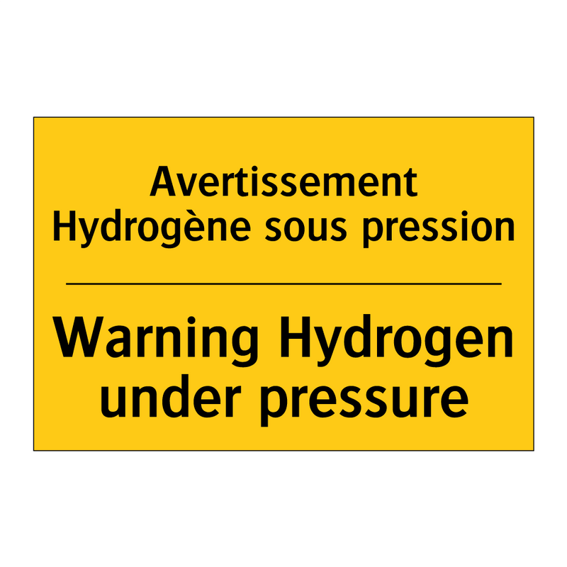 Avertissement Hydrogène sous pression /.../ - Warning Hydrogen under pressure /.../