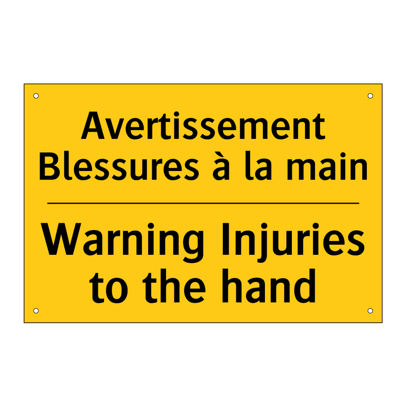 Avertissement Blessures à la main /.../ - Warning Injuries to the hand
