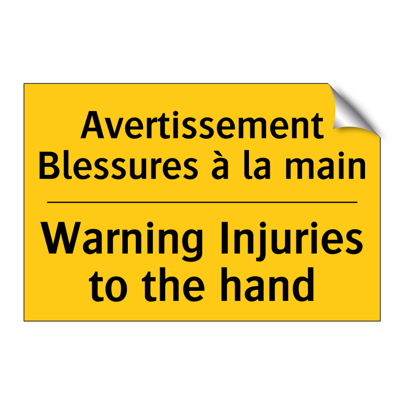 Avertissement Blessures à la main /.../ - Warning Injuries to the hand