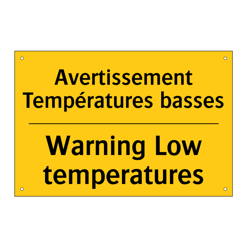 Avertissement Températures basses /.../ - Warning Low temperatures