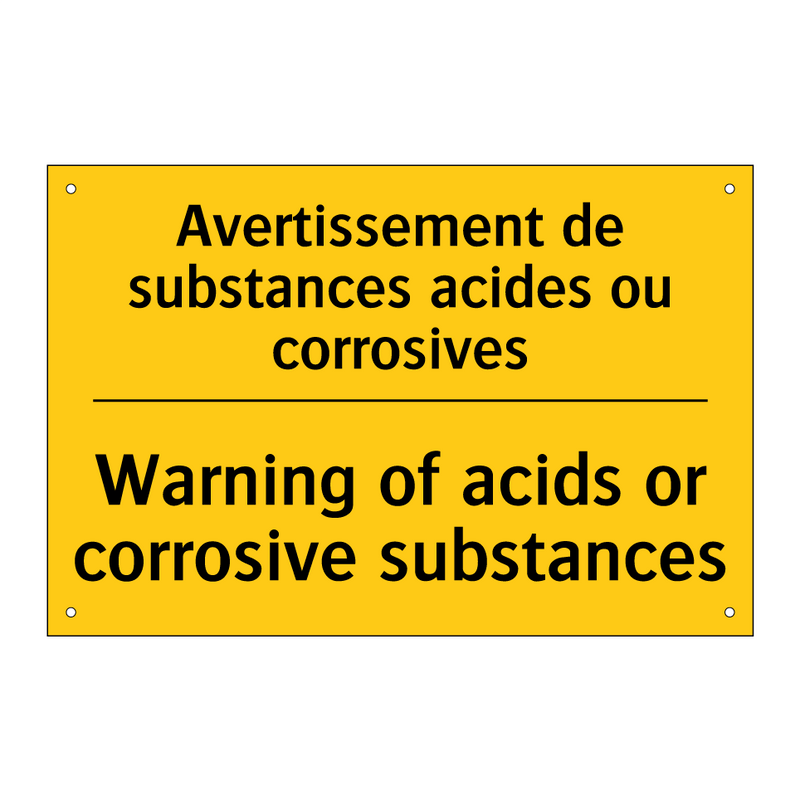 Avertissement de substances acides  /.../ - Warning of acids or corrosive  /.../