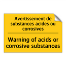 Avertissement de substances acides  /.../ - Warning of acids or corrosive  /.../