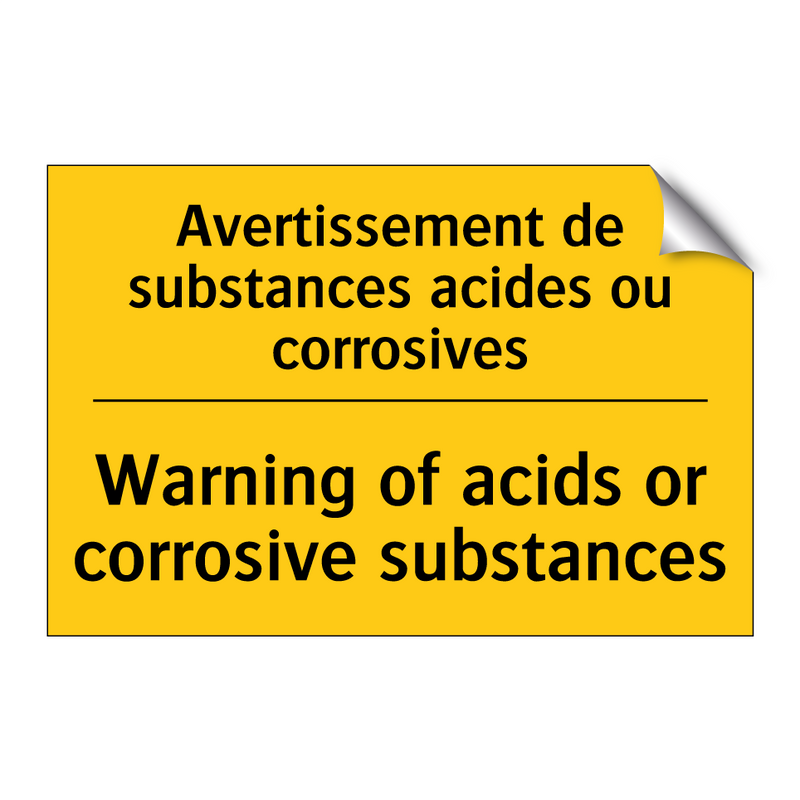 Avertissement de substances acides  /.../ - Warning of acids or corrosive  /.../