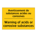 Avertissement de substances acides  /.../ - Warning of acids or corrosive  /.../