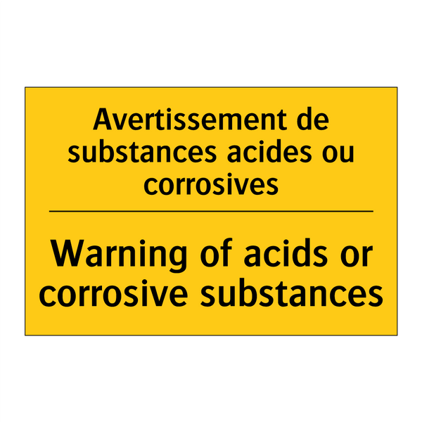 Avertissement de substances acides  /.../ - Warning of acids or corrosive  /.../